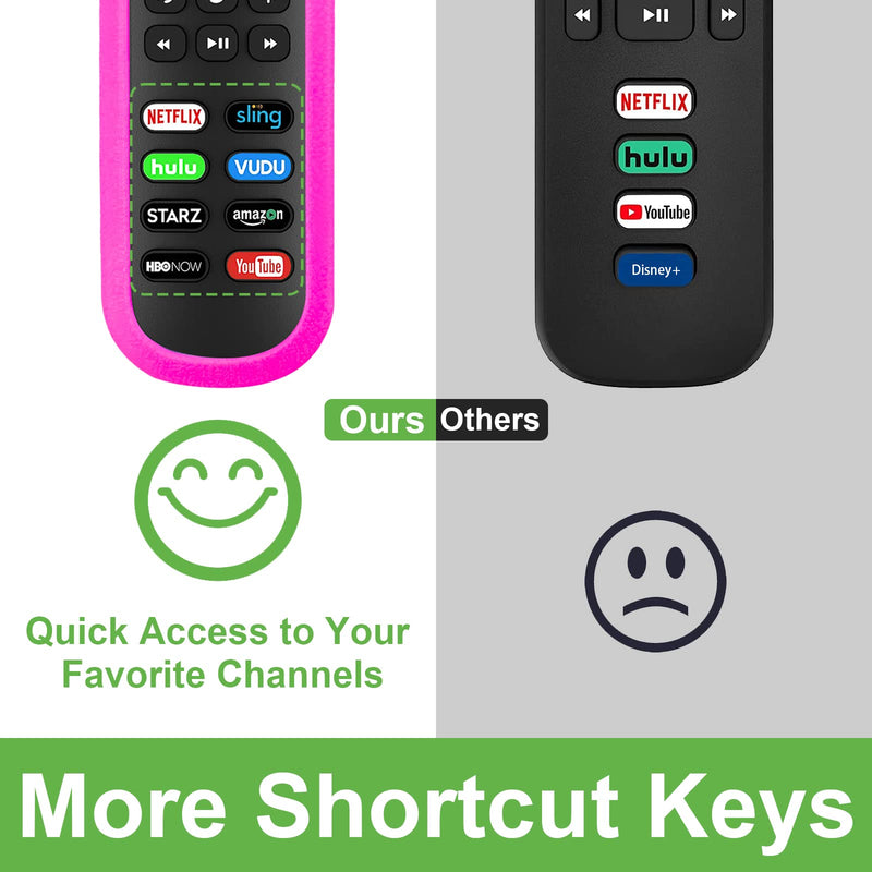 (Pack of 2) Glow-in-the-Dark RC280 Remotes - Upgrade Your TCL Roku TV Experience (Pink+Green Cover)