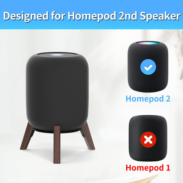 Wooden Table Stand for HomePod 2nd Gen Speaker - Dust-Proof Cover, Anti-Slip Wood Tripod, Black
