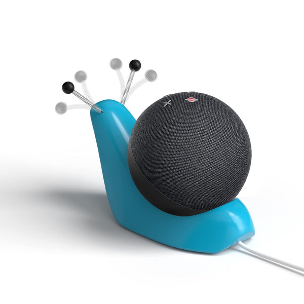 Echo Dot 4th/5th Gen Desktop Stand - Cable Management, Cute Snail Design, Blue