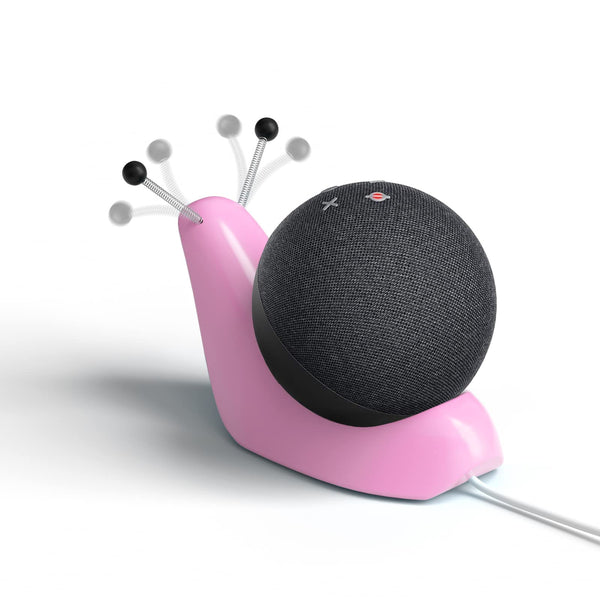 Echo Dot 4th/5th Gen Desktop Stand - Cable Management, Cute Snail Design, Pink