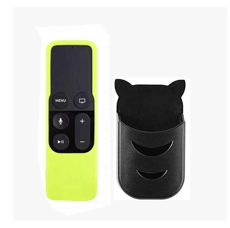 Set of Remote Holder and Protective Case Fit for Apple TV 4K 5th, 4th Gen Remote, Green Shockproof Silicone Remote Cover for Apple TV Siri Remote 4K, 4th/5th Gen Remote