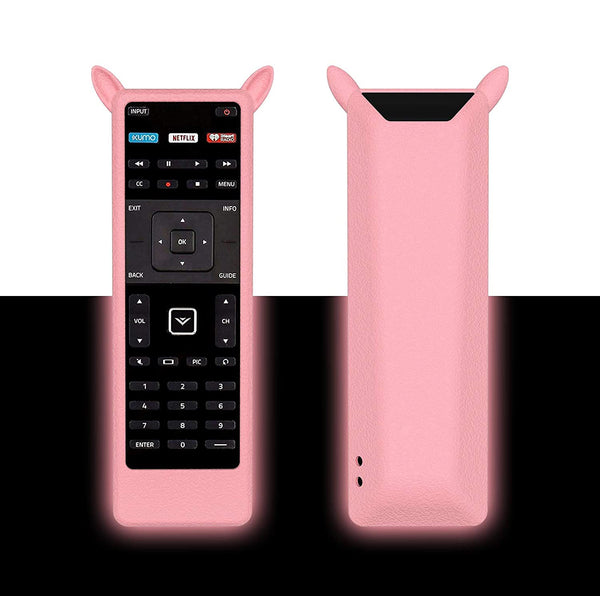 2 Pack Glow Remote Case Compatible with Vizio XRT122 Smart TV Remote, Silicone Remote Cover Sleeve for Vizio XRT122 Remote with Lanyard Anti-Lost,Glow in Dark Pink