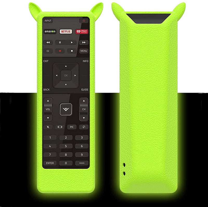 2 Pack Remote Case Compatible with Vizio XRT122 Smart TV Remote, Silicone Remote Cover Sleeve for Vizio XRT122 Remote with Lanyard Anti-Lost,Green Glow in Dark and 4 Batteries