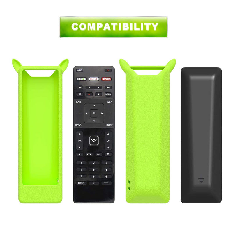 2 Pack Remote Case Compatible with Vizio XRT122 Smart TV Remote, Silicone Remote Cover Sleeve for Vizio XRT122 Remote with Lanyard Anti-Lost,Green Glow in Dark and 4 Batteries