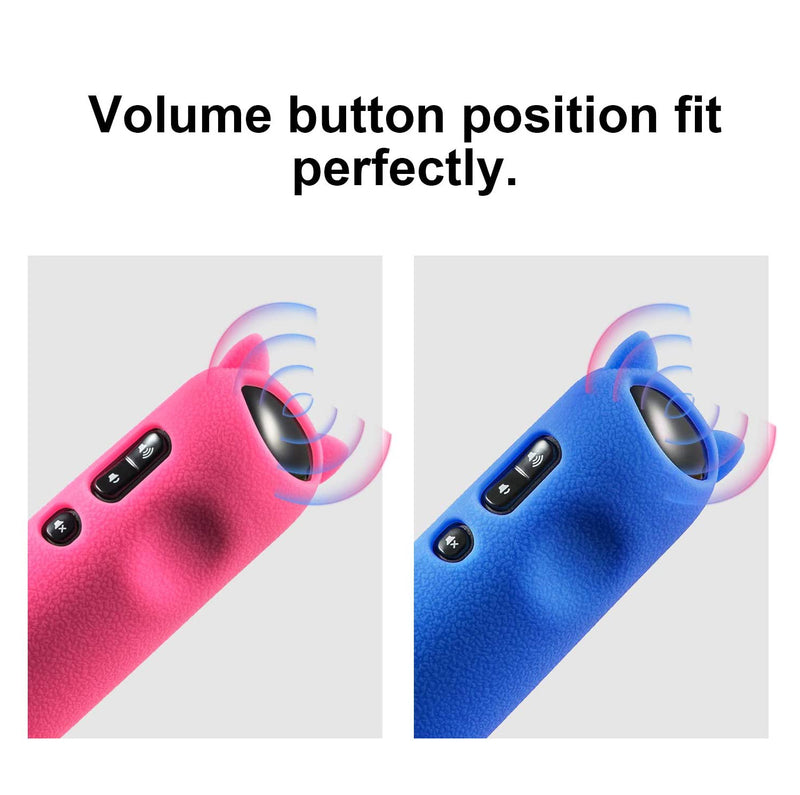 Blue + Pink Silicone Protective Soft Cases Covers Compatible with RC280 TCL Roku TV Remote Control, Cute Cat Ear Shape Case with  Wrist Strap
