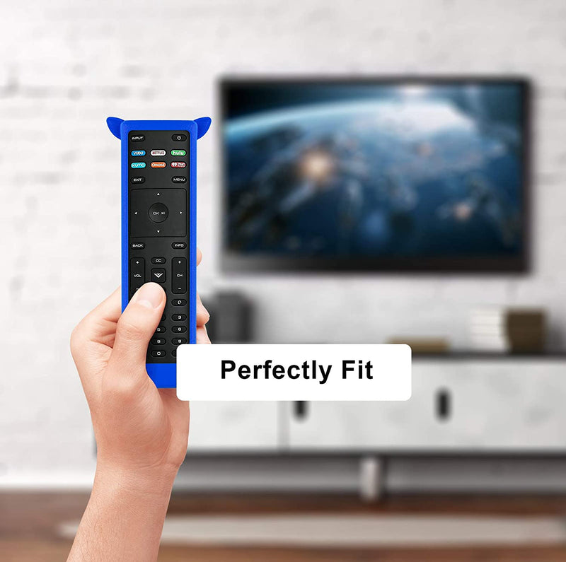 2 Pack Remote Case Compatible with Vizio XRT136 XRT140 Smart TV Remote Skin-Friendly Shockproof Silicone Cover Sleeve for Vizio XRT136 Remote Anti-Lost with Wrist Strap (Glow in Dark Blue)