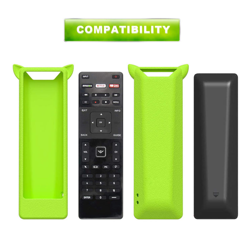 Remote Case for Vizio XRT122 Smart TV Remote, Silicone Remote Cover Sleeve with Lanyard Anti-Lost,Cat Ears Design, Green Glow in Dark and 2 Batteries