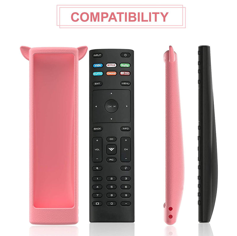Remote Case Compatible with Vizio XRT136 XRT140 Smart TV Remote Shockproof Silicone Cover Sleeve for Vizio XRT136 Remote Washable Anti-Lost with Wrist Strap (Glow in Dark Pink)
