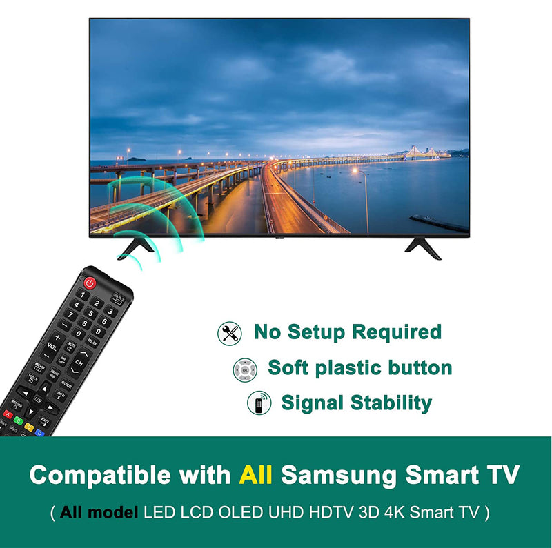 Remote Control for All Samsung LCD LED OLED UHD HDTV 3D 4K Smart TV, Fit for Samsung BN59-01199F TV Remote Contronl
