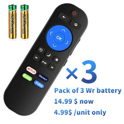 (Pack of 3) Motiexic™ Remote For All Roku TV With Battery