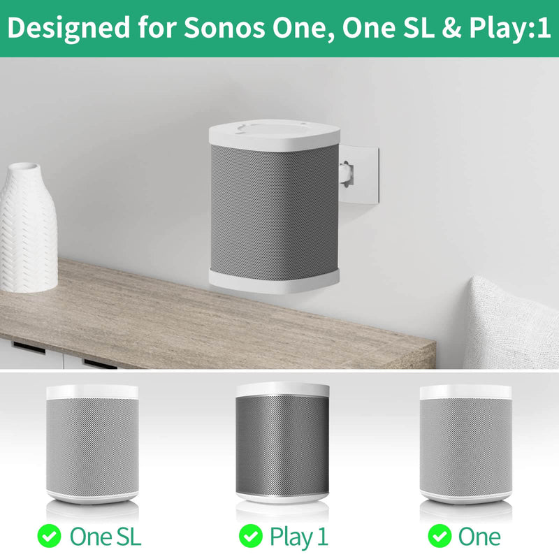 Speaker Wall and Ceiling Mount for Sonos One, One SL, Play 1, White