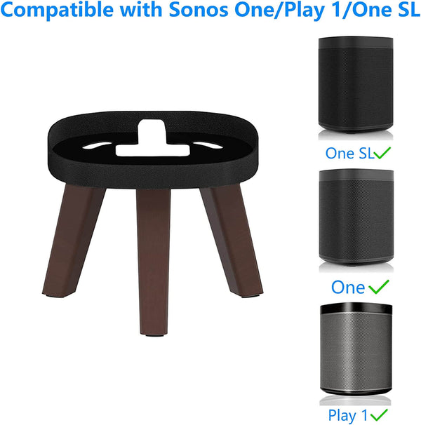 Wooden Speaker Desk Stand for Sonos One, One SL, Play 1, Black